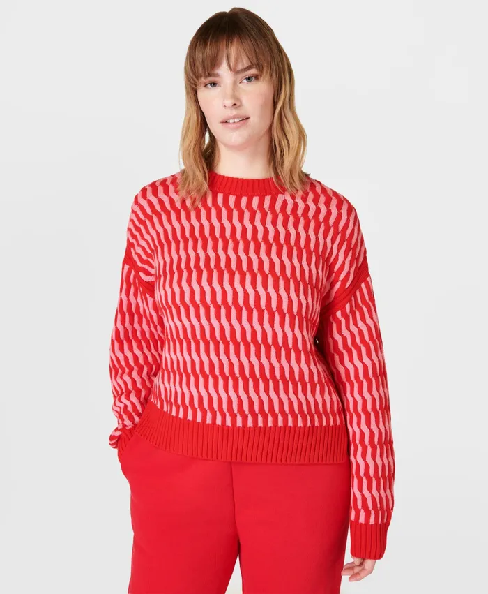 Classic Cable Jumper Red Pink Knitwear Sweaty Betty Women