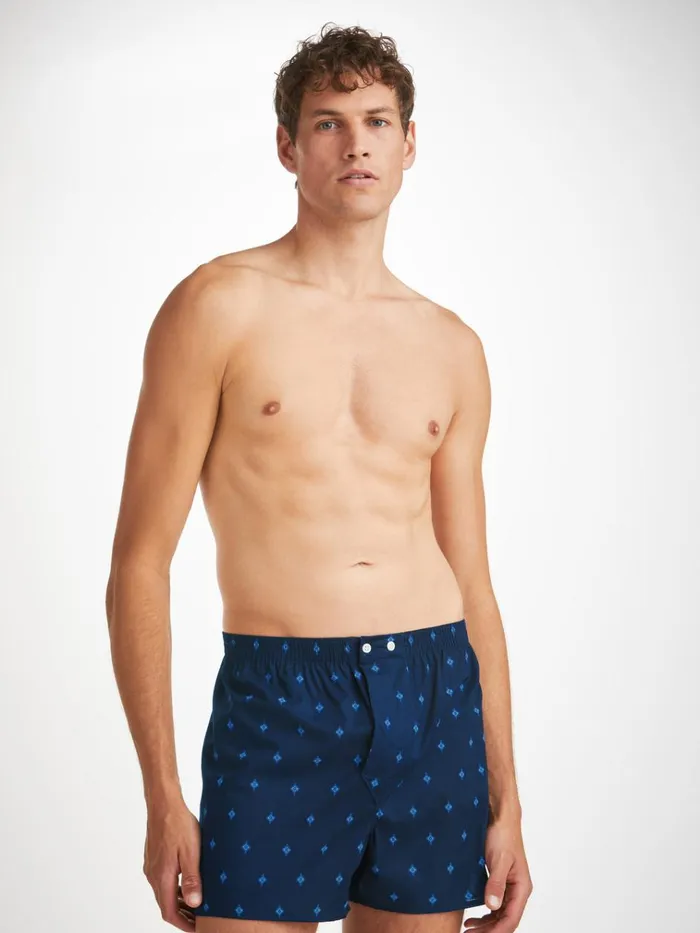 Classic Fit Boxer Shorts Men Derek Rose Classic Fit Boxers Nelson 98 Cotton Batiste Navy