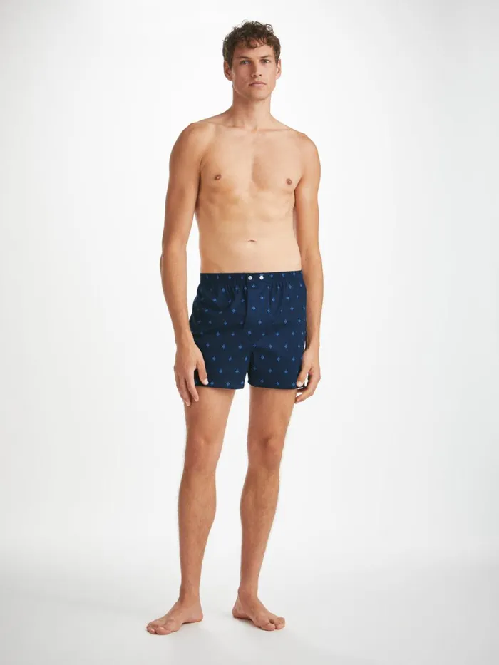 Classic Fit Boxer Shorts Men Derek Rose Classic Fit Boxers Nelson 98 Cotton Batiste Navy
