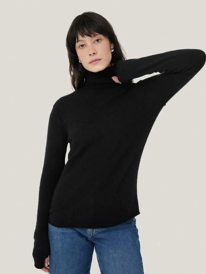 Cloud Cashmere Polo Jumper Black Women Jigsaw Knitwear and Cashmere