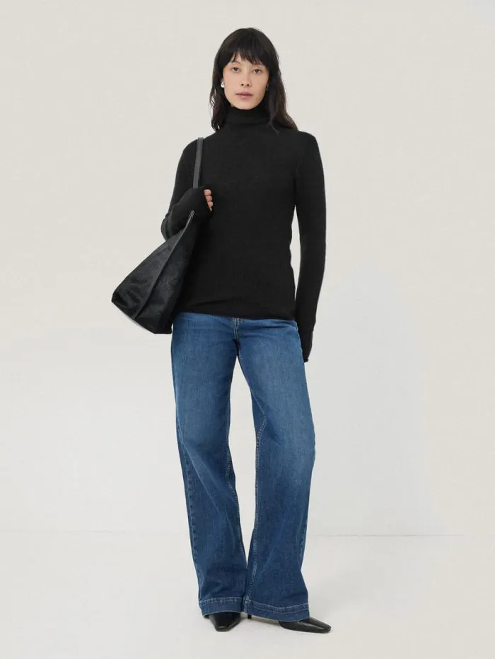 Cloud Cashmere Polo Jumper Black Women Jigsaw Knitwear and Cashmere