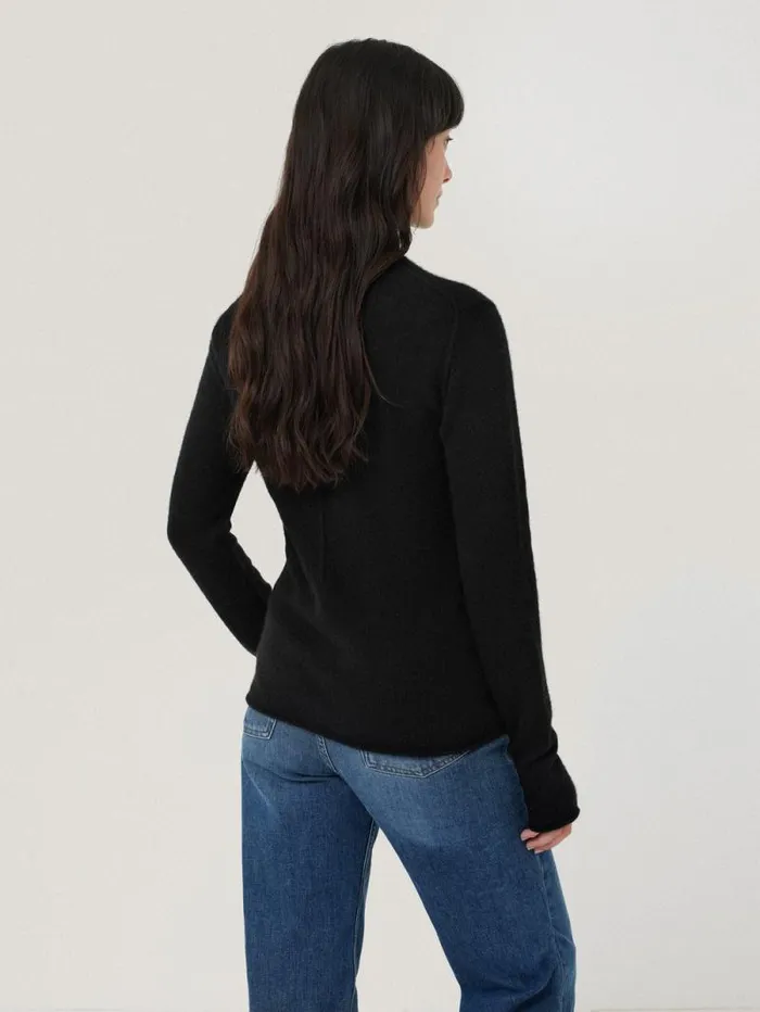 Cloud Cashmere Polo Jumper Black Women Jigsaw Knitwear and Cashmere