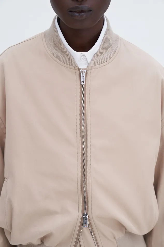 Coats and Jackets filippak Women Cotton Blouson Jacket Sand Beige Coats and Jackets filippak Women Cotton Blouson Jacket Sand Beige