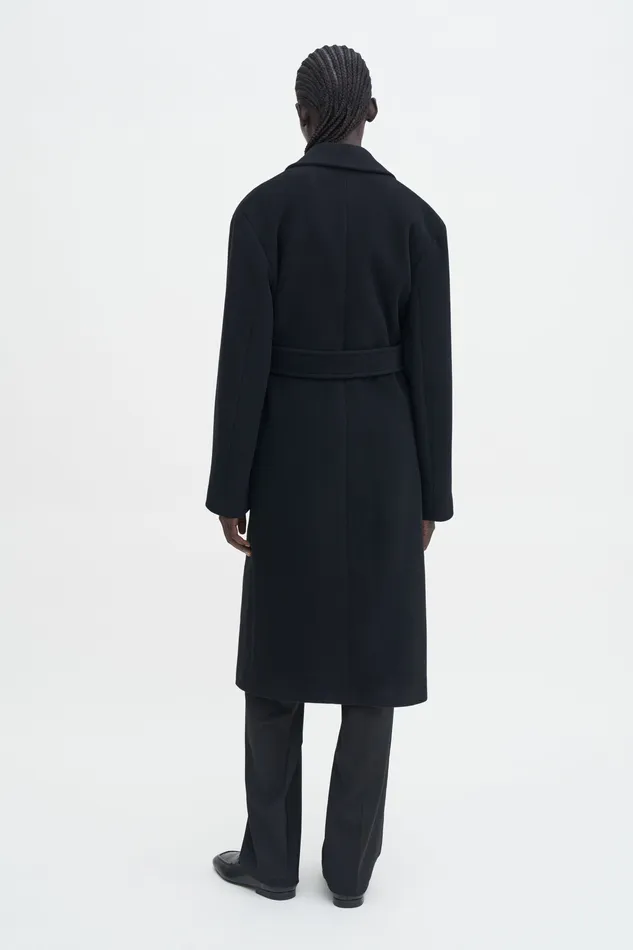 Coats and Jackets Soft Wool Belted Coat Black filippak Women Coats and Jackets Soft Wool Belted Coat Black filippak Women