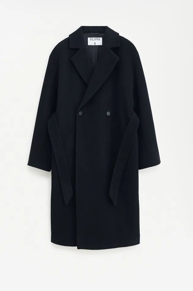 Coats and Jackets Soft Wool Belted Coat Black filippak Women Coats and Jackets Soft Wool Belted Coat Black filippak Women