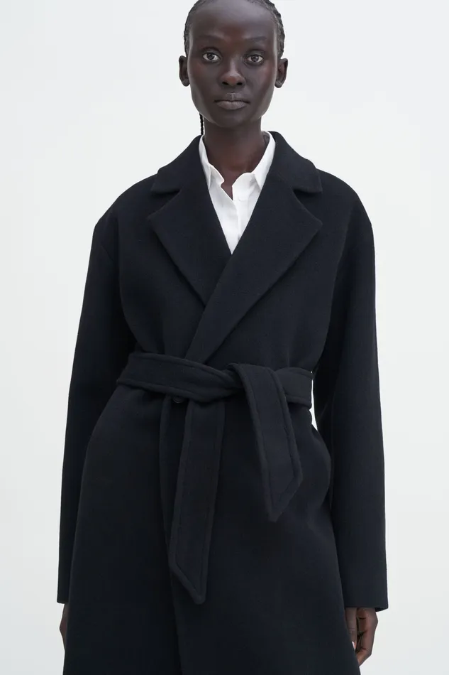 Coats and Jackets Soft Wool Belted Coat Black filippak Women Coats and Jackets Soft Wool Belted Coat Black filippak Women