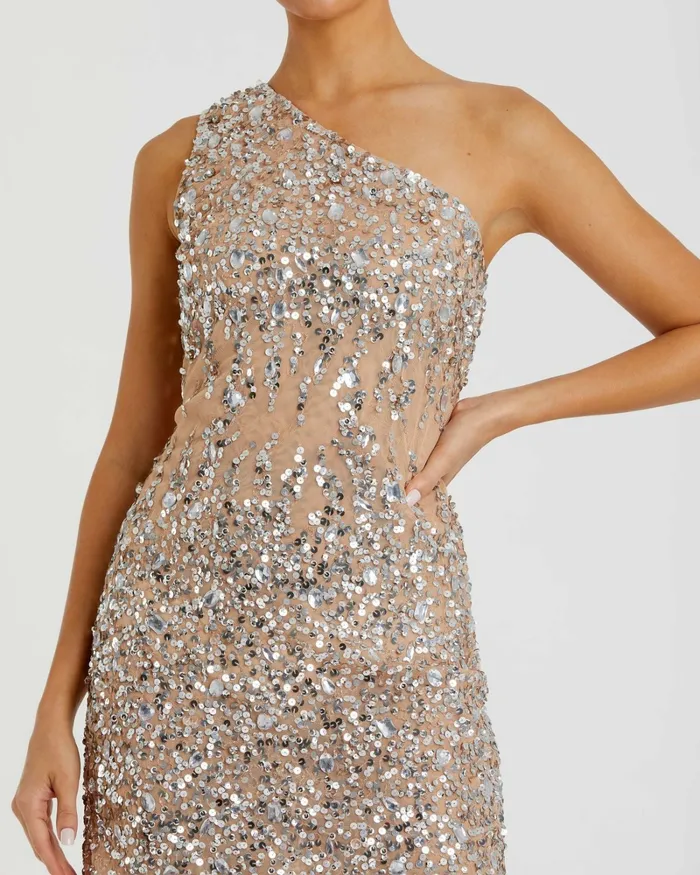 Cocktail Dresses Women Mac Duggal Beige One Shoulder Sheer Hand Beaded Mini Dress Nude Cocktail Dresses Women Mac Duggal Beige One Shoulder Sheer Hand Beaded Mini Dress Nude
