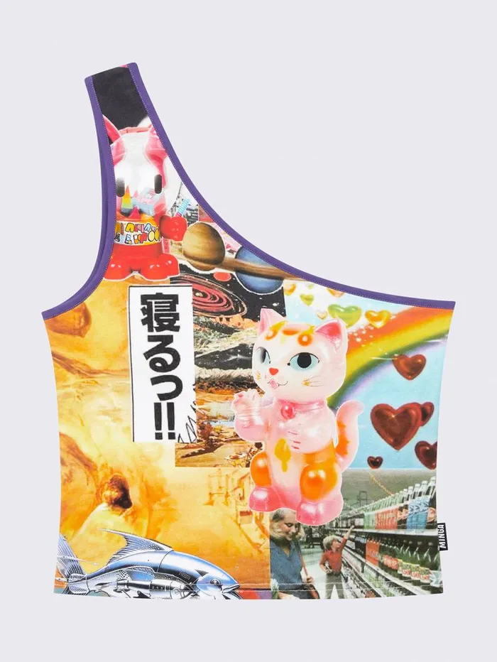 Collage Dreams One Shoulder Top Women Minga London Tops and TShirts