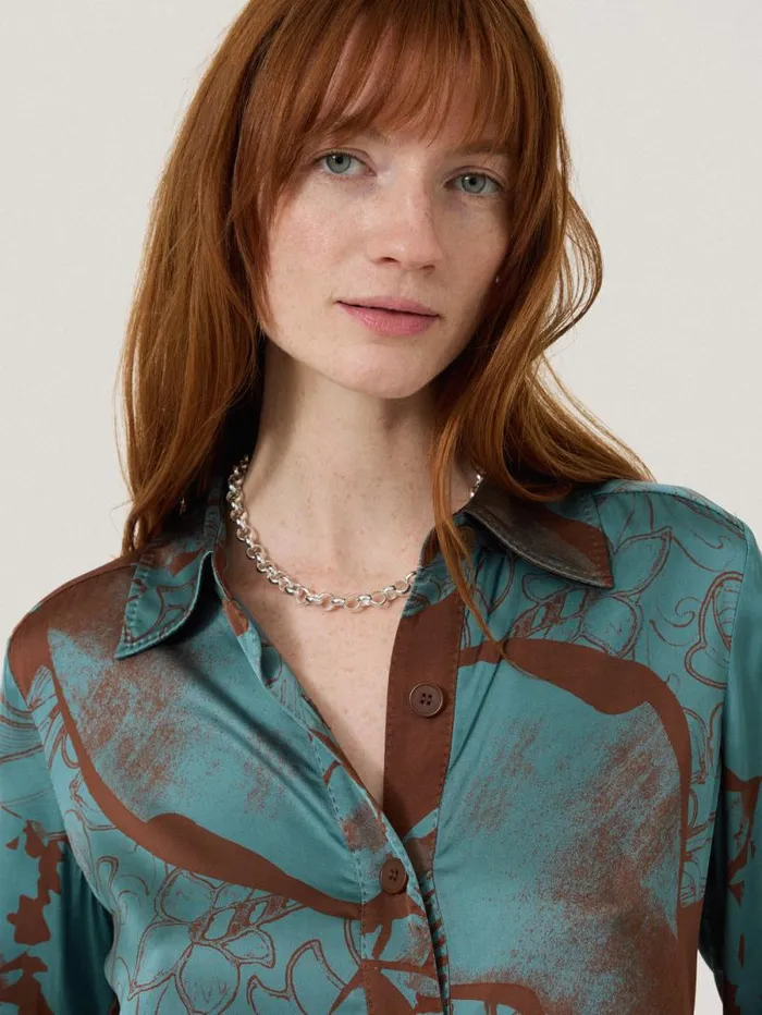 Collage Stitch Detail Shirt Blue Women Jigsaw Coords