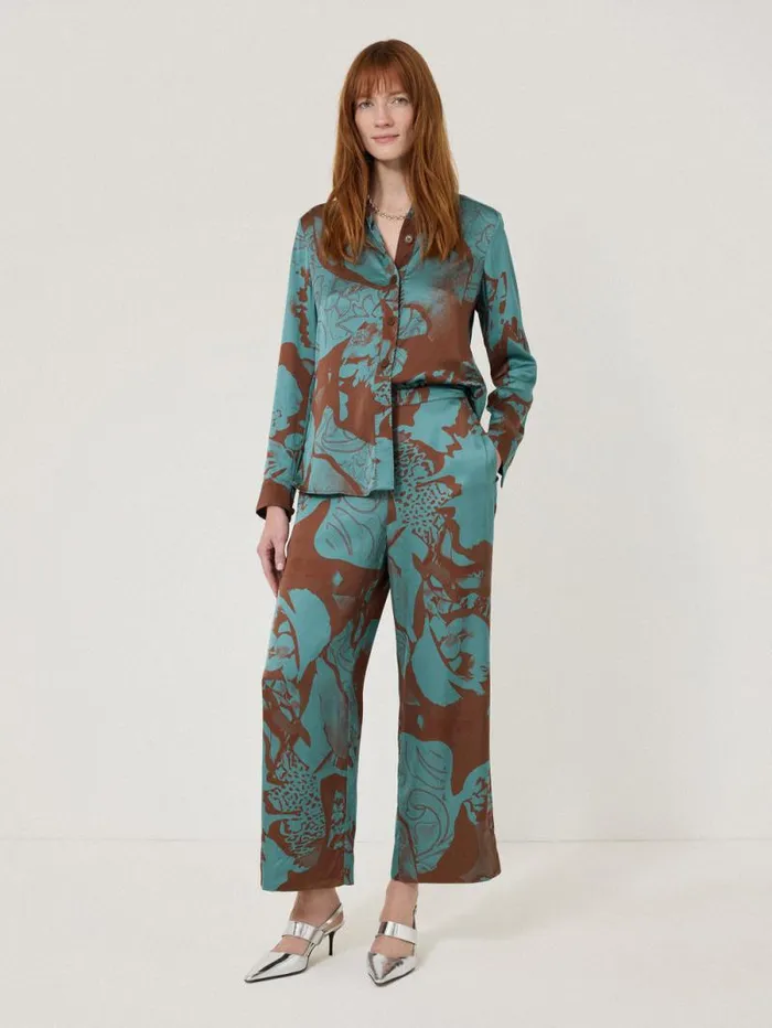 Collage Stitch Detail Shirt Blue Women Jigsaw Coords