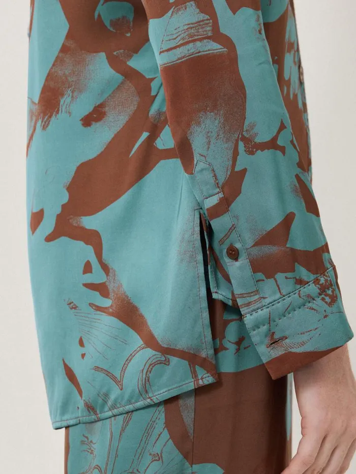 Collage Stitch Detail Shirt Blue Women Jigsaw Coords