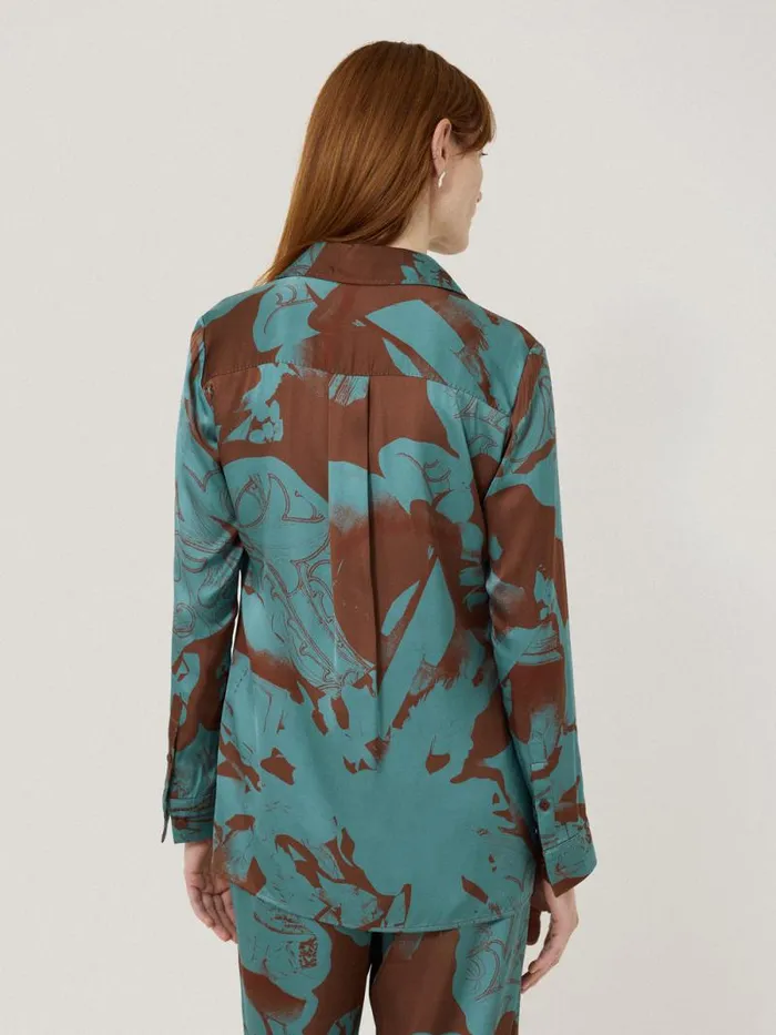 Collage Stitch Detail Shirt Blue Women Jigsaw Coords