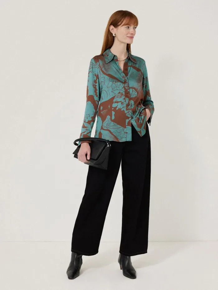 Collage Stitch Detail Shirt Blue Women Jigsaw Coords