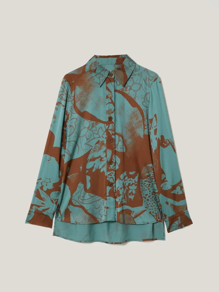 Collage Stitch Detail Shirt Blue Women Jigsaw Coords