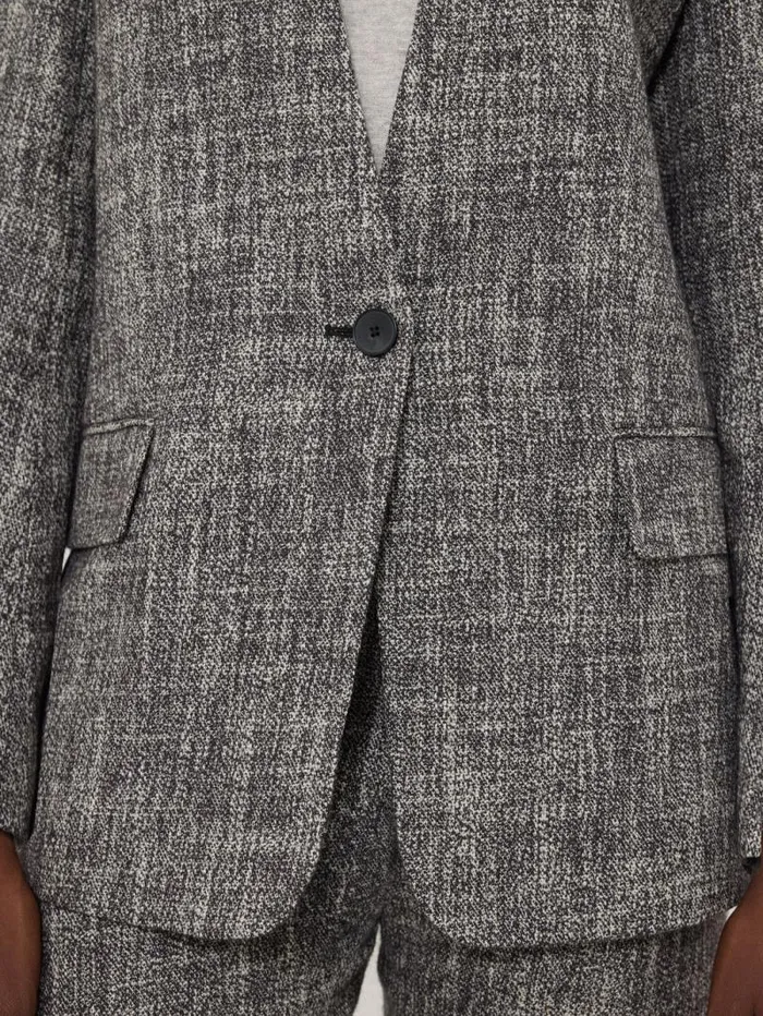 Collarless Boucle Jacket Grey Women Jigsaw Coats and Jackets