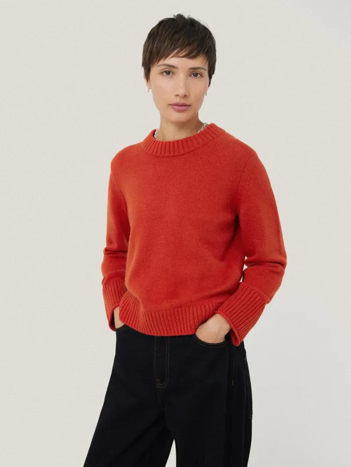 Compact Wool Cashmere Blend Jumper Orange Women Jigsaw Knitwear and Cashmere