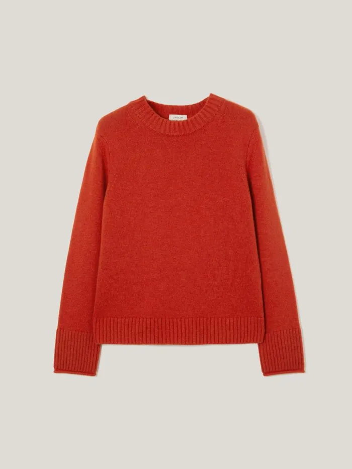 Compact Wool Cashmere Blend Jumper Orange Women Jigsaw Knitwear and Cashmere