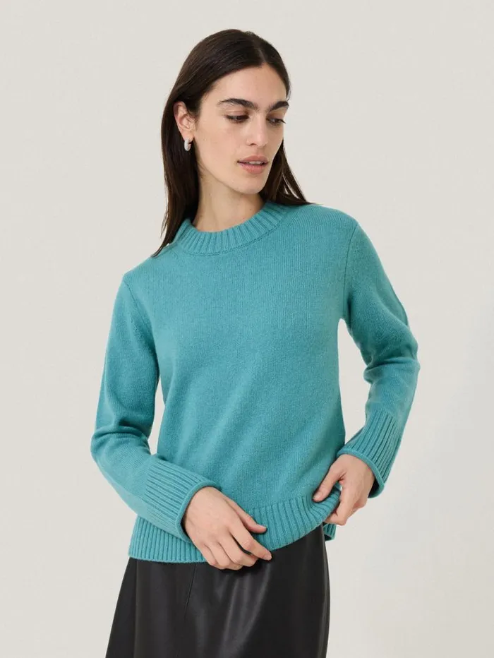 Compact Wool Cashmere Blend Jumper Powder Blue Women Jigsaw Knitwear and Cashmere