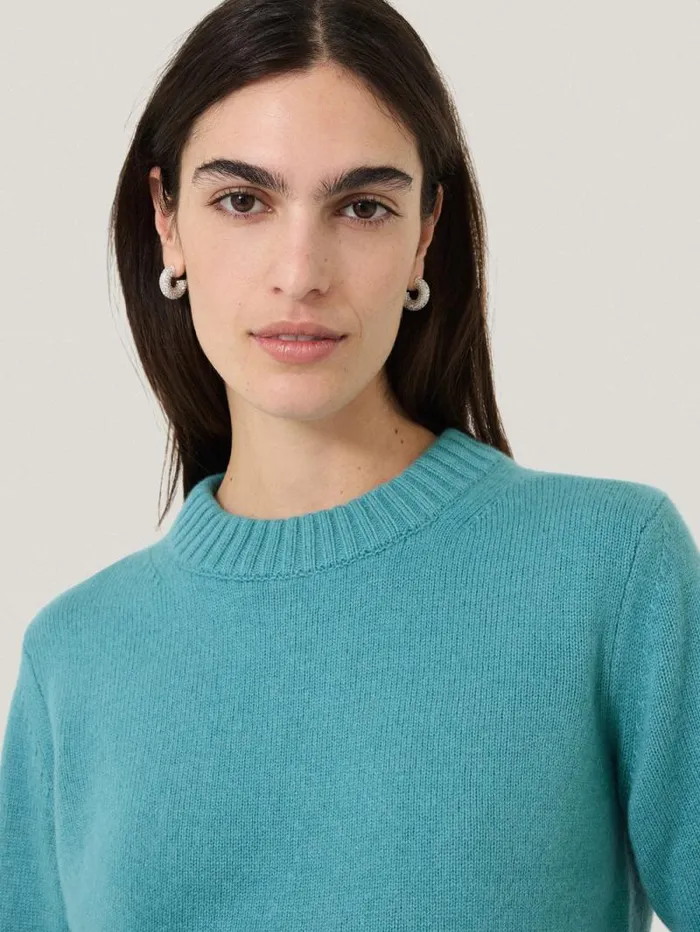 Compact Wool Cashmere Blend Jumper Powder Blue Women Jigsaw Knitwear and Cashmere