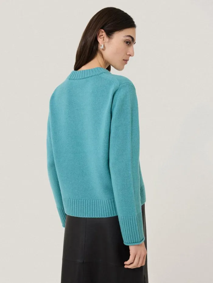 Compact Wool Cashmere Blend Jumper Powder Blue Women Jigsaw Knitwear and Cashmere