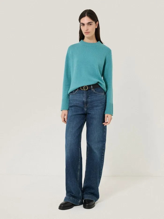 Compact Wool Cashmere Blend Jumper Powder Blue Women Jigsaw Knitwear and Cashmere