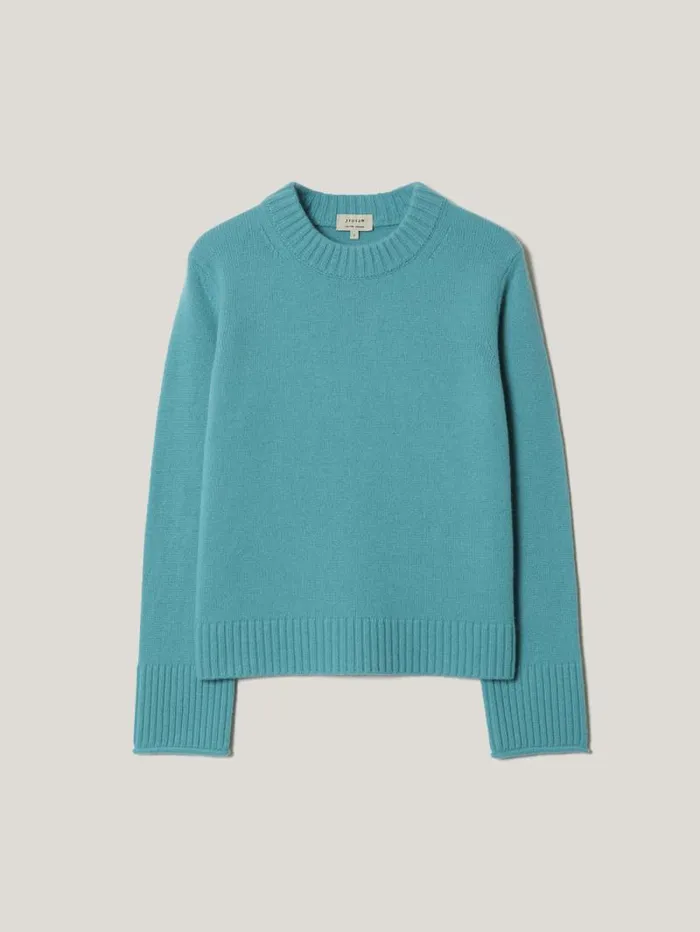 Compact Wool Cashmere Blend Jumper Powder Blue Women Jigsaw Knitwear and Cashmere