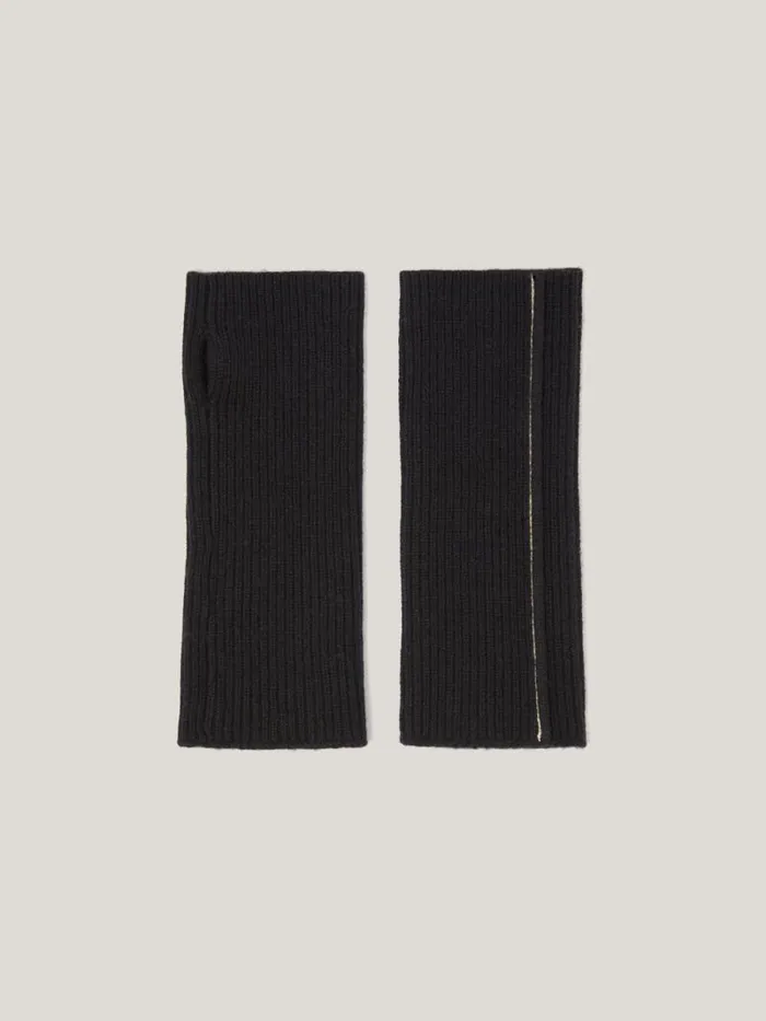 Contrast Stitch Mitten Black Women Jigsaw Knitwear and Cashmere