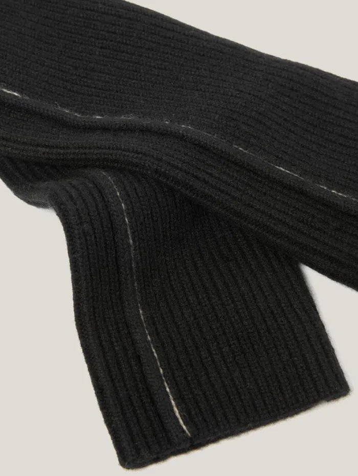 Contrast Stitch Mitten Black Women Jigsaw Knitwear and Cashmere
