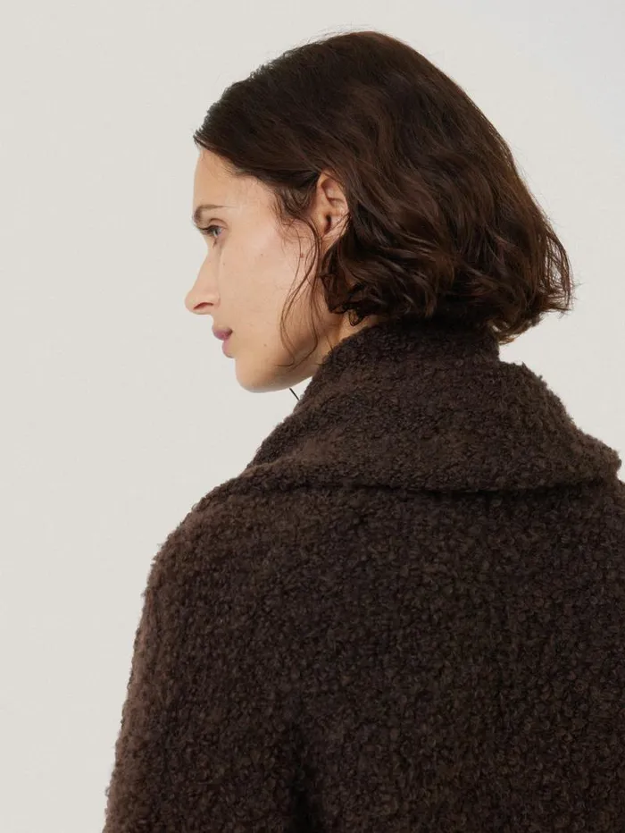 Cosy Boucle Scarf Cardi Brown Women Jigsaw Pyjamas and Loungewear