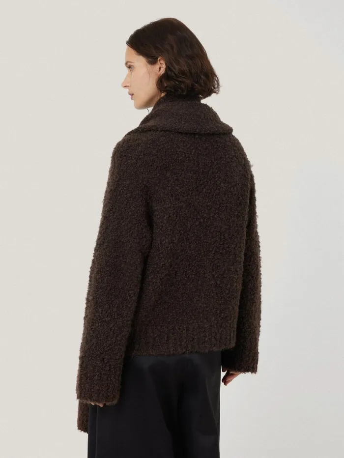 Cosy Boucle Scarf Cardi Brown Women Jigsaw Pyjamas and Loungewear