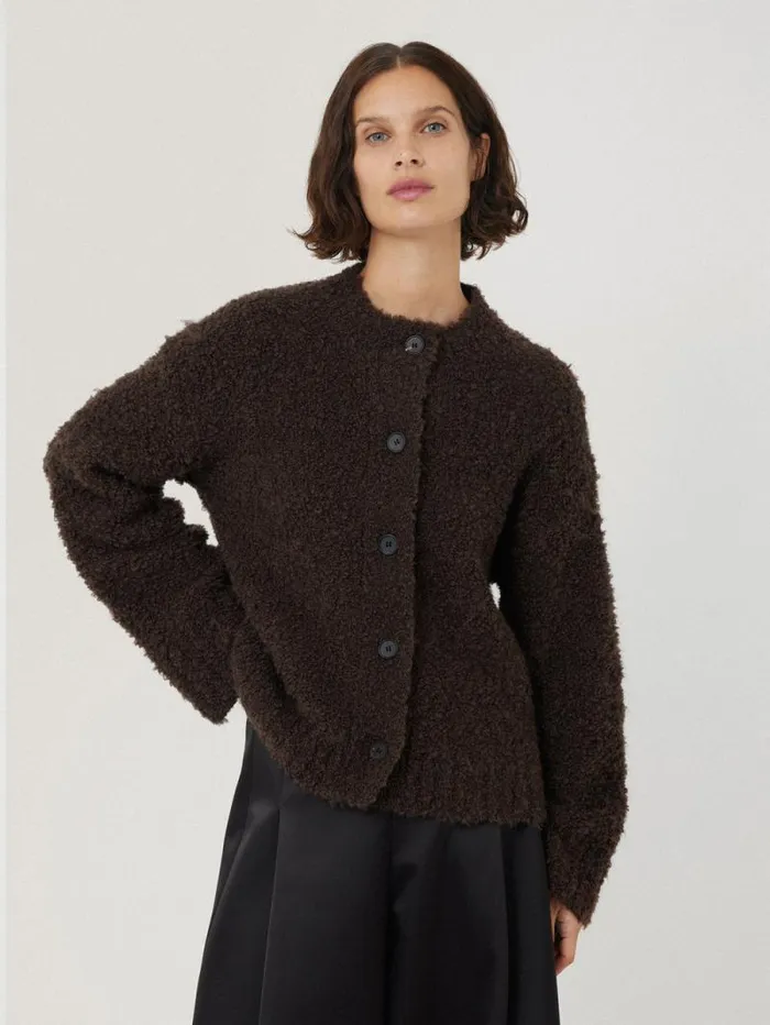 Cosy Boucle Scarf Cardi Brown Women Jigsaw Pyjamas and Loungewear