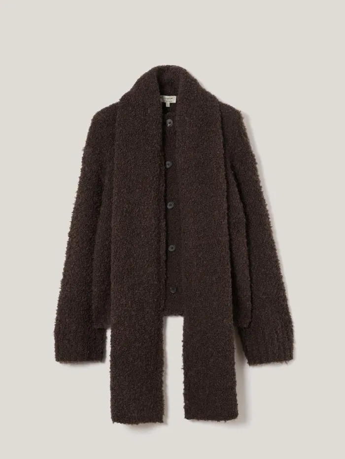 Cosy Boucle Scarf Cardi Brown Women Jigsaw Pyjamas and Loungewear