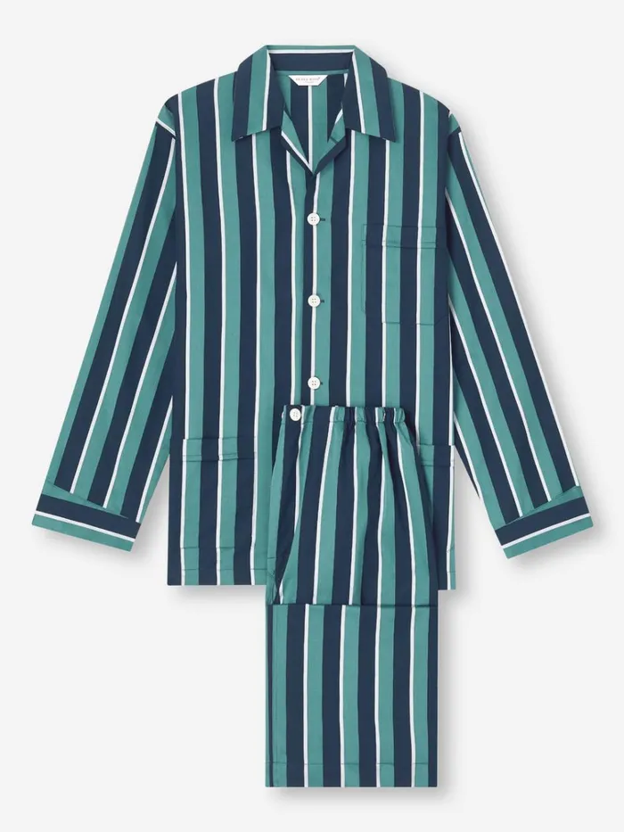 Cotton Pajamas Men Derek Rose Classic Fit Pajamas Royal 221 Cotton Teal