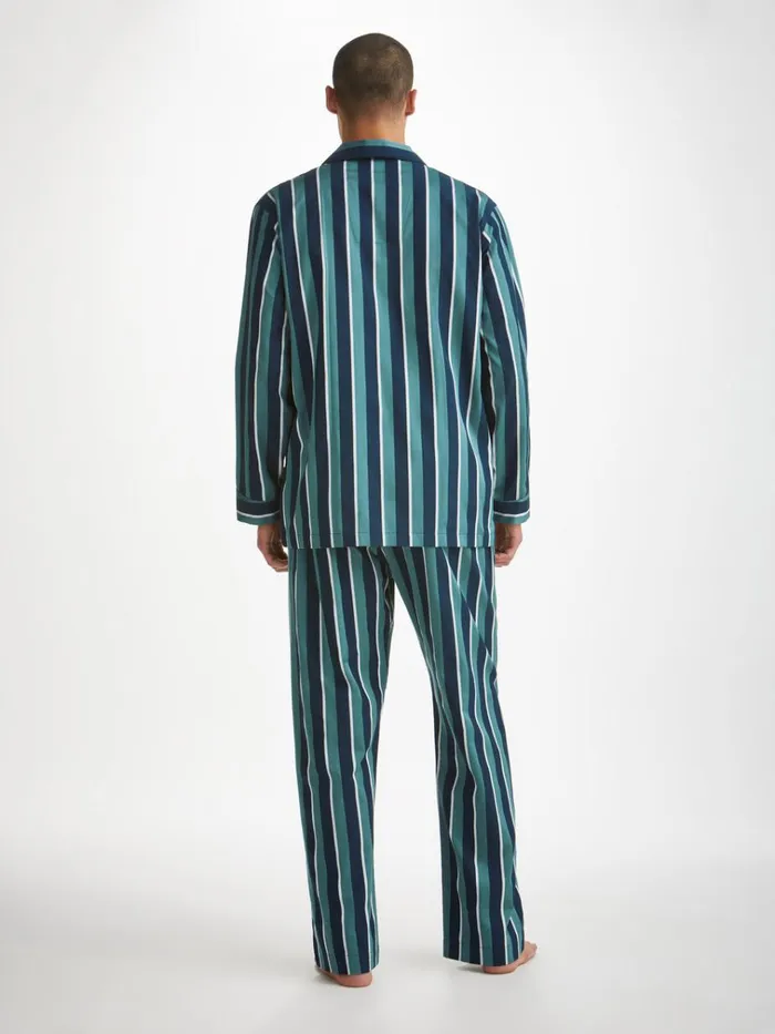 Cotton Pajamas Men Derek Rose Classic Fit Pajamas Royal 221 Cotton Teal