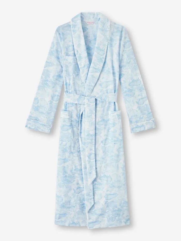 Cotton Pajamas Women Derek Rose Long Robe Ledbury 77 Cotton Batiste White