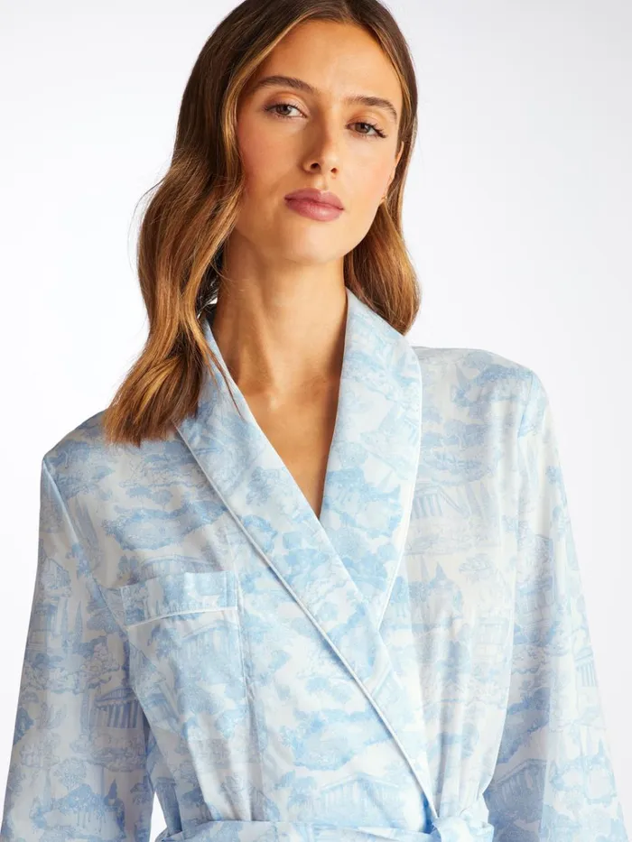 Cotton Pajamas Women Derek Rose Long Robe Ledbury 77 Cotton Batiste White