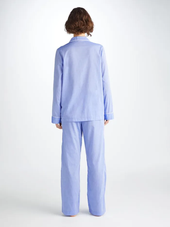 Cotton Pajamas Women Derek Rose Pajamas Amalfi Cotton Batiste Blue