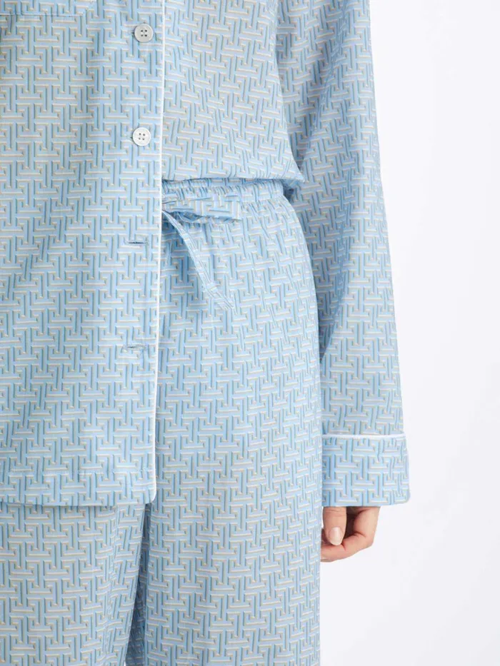 Cotton Pajamas Women Derek Rose Pajamas Ledbury 72 Cotton Batiste Blue