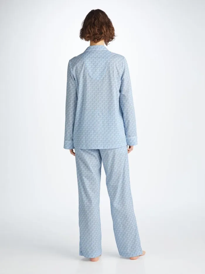 Cotton Pajamas Women Derek Rose Pajamas Ledbury 72 Cotton Batiste Blue
