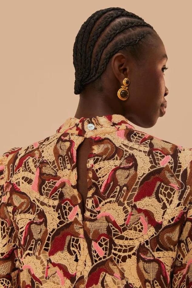 Cream Horses Guipure Blouse Women FARM Rio Blouses