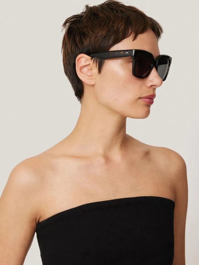 Crepe Ponte Jersey Strapless Top Black Women Jigsaw Shirts and Tops