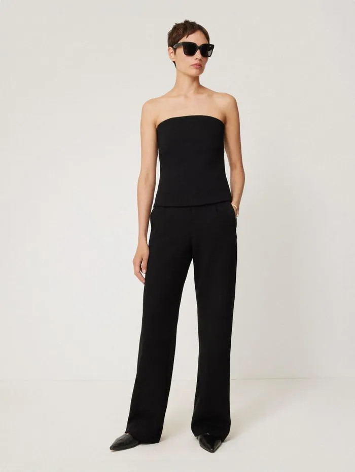 Crepe Ponte Jersey Strapless Top Black Women Jigsaw Shirts and Tops