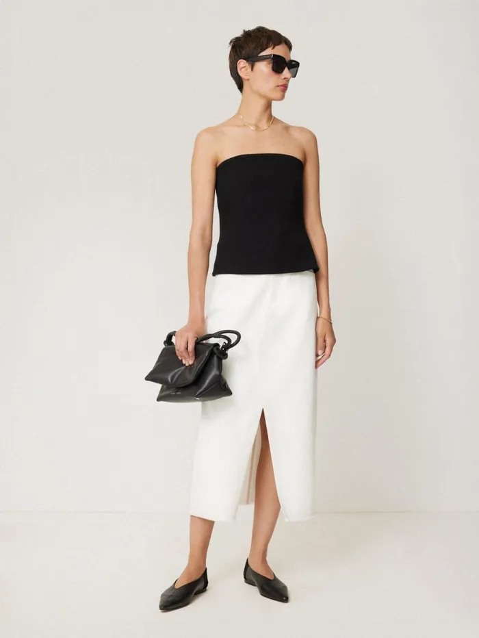 Crepe Ponte Jersey Strapless Top Black Women Jigsaw Shirts and Tops