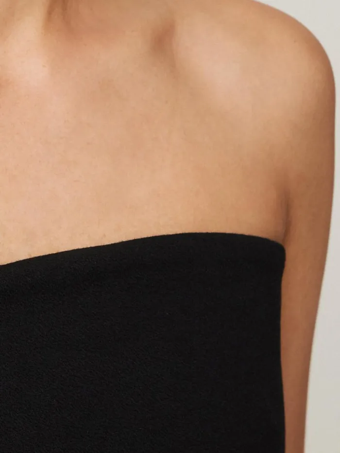 Crepe Ponte Jersey Strapless Top Black Women Jigsaw Shirts and Tops