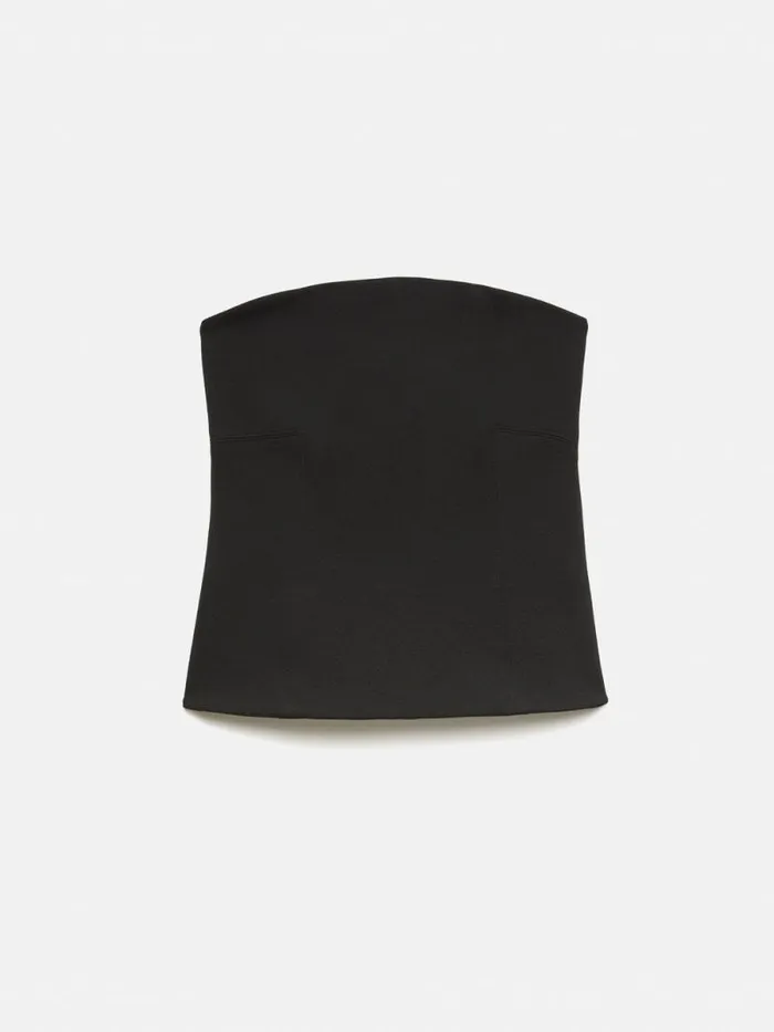 Crepe Ponte Jersey Strapless Top Black Women Jigsaw Shirts and Tops