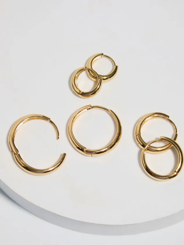 Crescent Hoop Earring Trio Pack Gold Women Altar039d State Earrings