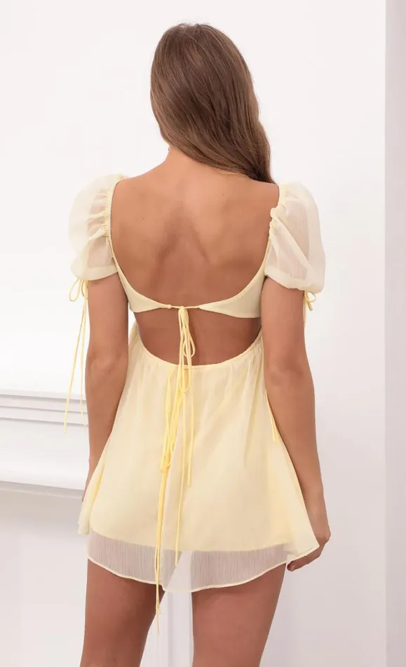 Crinkle Chiffon Baby Doll Dress Pastel Yellow Women LUCY IN THE SKY Mini Dresses Crinkle Chiffon Baby Doll Dress Pastel Yellow Women LUCY IN THE SKY Mini Dresses
