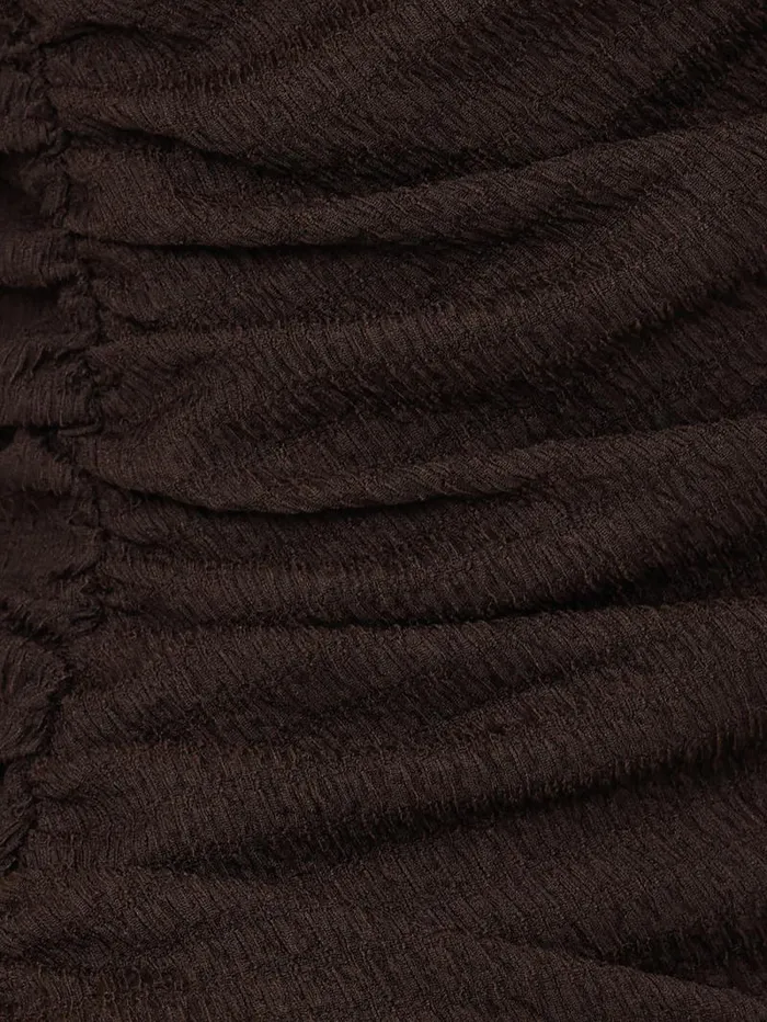 Crinkle Ruched Corsage Dress Dark Brown Women Jigsaw Party