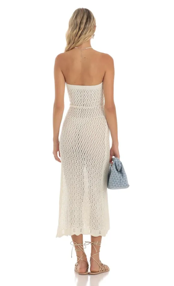 Crochet Dress Cream Women LUCY IN THE SKY Maxi Dresses Crochet Dress Cream Women LUCY IN THE SKY Maxi Dresses