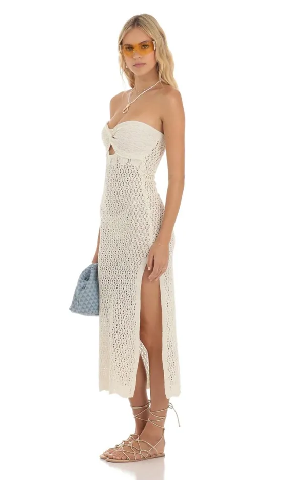 Crochet Dress Cream Women LUCY IN THE SKY Maxi Dresses Crochet Dress Cream Women LUCY IN THE SKY Maxi Dresses